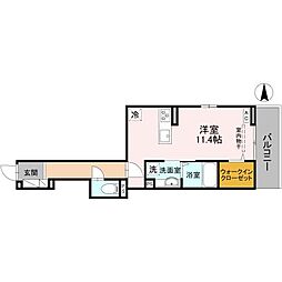 La Maison 表町 2階ワンルームの間取り