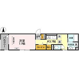 La Maison 表町 3階1Kの間取り