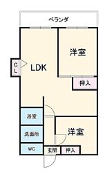 Ｋスクエアサウス 7階2LDKの間取り