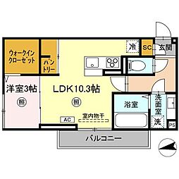 ロンターノ 2階1LDKの間取り