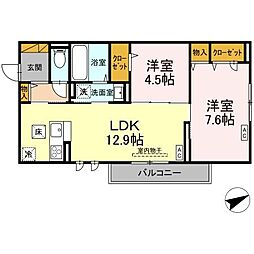 E’clat(エクラ) 1階2LDKの間取り