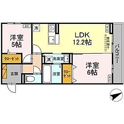 E’clat(エクラ) 3階2LDKの間取り