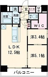JR山手線 田町駅 徒歩15分の賃貸マンション 4階2LDKの間取り