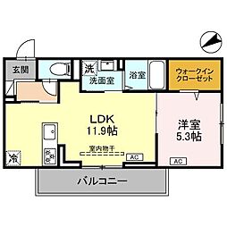 フェリーチェ　MAEBASHI 1階1LDKの間取り