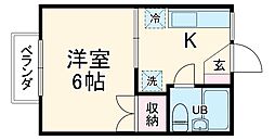 b'CASA船橋日大前re-born 1Kの間取図画像