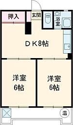東武練馬サニーコーポ 2階2DKの間取り
