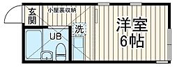 JR京浜東北・根岸線 川崎駅 徒歩18分の賃貸アパート 1階ワンルームの間取り