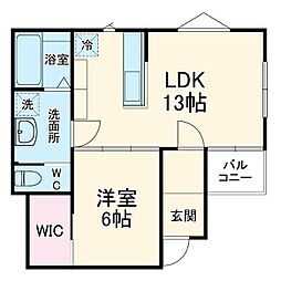 ユニバーサルシティ鈴谷 3階1LDKの間取り