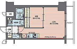 日暮里舎人ライナー 西新井大師西駅 徒歩3分の賃貸マンション 13階1LDKの間取り