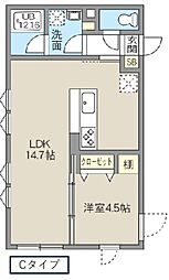 レピュア池袋本町レジデンス 4階1LDKの間取り