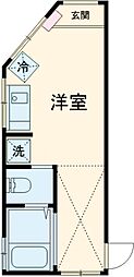 京王線 桜上水駅 徒歩9分の賃貸アパート 2階ワンルームの間取り
