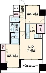 エミリブ東長崎 7階2LDKの間取り