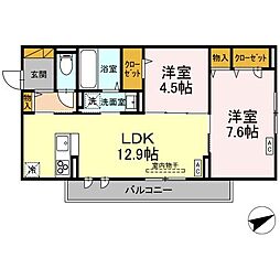 E’clat(エクラ) 3階2LDKの間取り