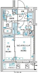 ベルシード王子神谷 2階1LDKの間取り