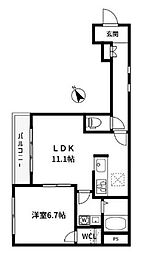 アロハス神楽坂 1階1LDKの間取り