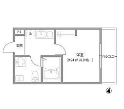 DELIGHT TOWN 3階1Kの間取り