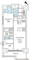 リテラス西日暮里 6階1LDKの間取り