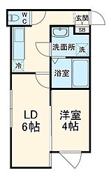 ＩＮＯＶＥ二子新地 4階1LDKの間取り