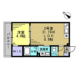 マロン クレール 2階1LDKの間取り