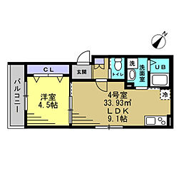 マロン クレール 3階1LDKの間取り