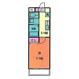 A・City一宮三条 2階1Kの間取り