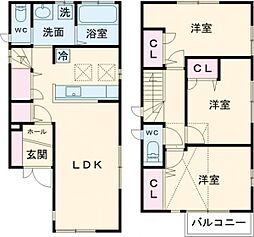 錦町6丁目戸建 1階3LDKの間取り