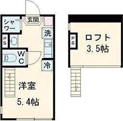 ハーモニーテラス板橋宮本町 1階ワンルームの間取り