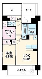 プレサンス　ロジェ　高岳東桜 11階1LDKの間取り