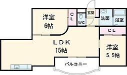 Ｔ・Ｍグローブ（ティーエム　グローブ） 3階2LDKの間取り