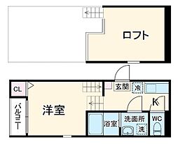 ロフトレジデンス新守山 2階1Kの間取り