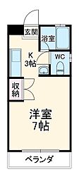 シルバープレイス 3階ワンルームの間取り
