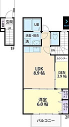 グリーンテラス(Green Terrace)　A 2階1LDKの間取り