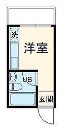 サンハイツ横芝 1階ワンルームの間取り