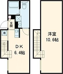 Flat K KASUYA 2階1LDKの間取り