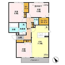 グレイス　Ａ 2階3LDKの間取り