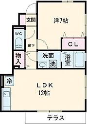 シャルマンステラＣ 1階1LDKの間取り