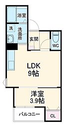 ＬＥＣＯＣＯＮ江南II 2階1LDKの間取り