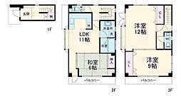 山田西町3丁目戸建 1階3LDKの間取り
