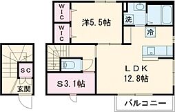 ルミナーレ 2階1LDKの間取り