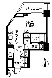 レジディア中落合Ａ棟 4階ワンルームの間取り