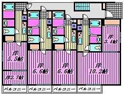 Mark Duo西所沢I 1階2Kの間取り