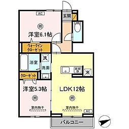 グランディオ　B 1階2LDKの間取り
