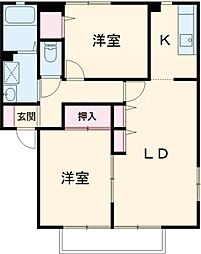 サンライツパル 2階2LDKの間取り