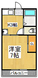 藤ハイツ 2階1Kの間取り