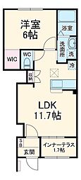 アルビコッカ 1階1LDKの間取り