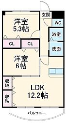 Ｐａｌａｚｚｏ小池 3階2LDKの間取り