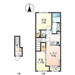 パークサイド青葉 2階2LDKの間取り