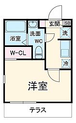 ラフィーナー松戸 3階1Kの間取り