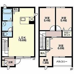 豊橋鉄道東田本線 運動公園前駅 徒歩11分の賃貸アパート 1階3LDKの間取り