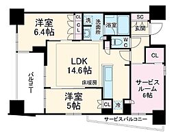 京急本線 横須賀中央駅 徒歩4分の賃貸マンション 13階2SLDKの間取り